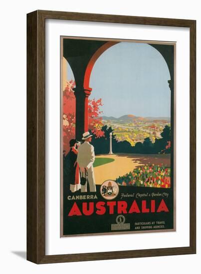 Australia Travel Poster, Canberra-null-Framed Art Print