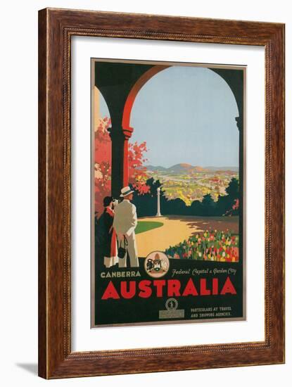 Australia Travel Poster, Canberra-null-Framed Art Print