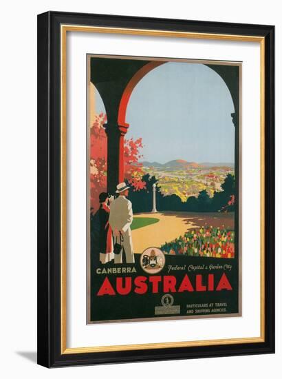 Australia Travel Poster, Canberra-null-Framed Premium Giclee Print