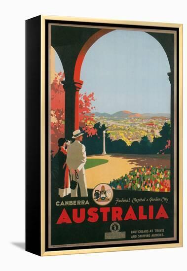 Australia Travel Poster, Canberra-null-Framed Stretched Canvas