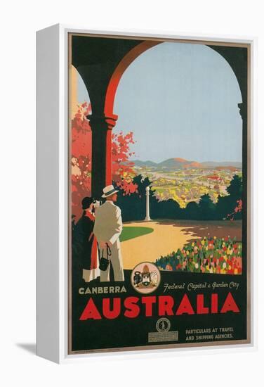 Australia Travel Poster, Canberra-null-Framed Stretched Canvas