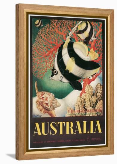 Australia Travel Poster, Great Barrier Reef-null-Framed Stretched Canvas