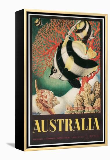 Australia Travel Poster, Great Barrier Reef-null-Framed Stretched Canvas