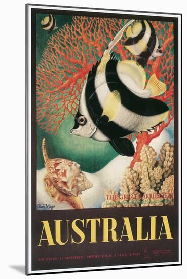 Australia Travel Poster, Great Barrier Reef-null-Mounted Art Print