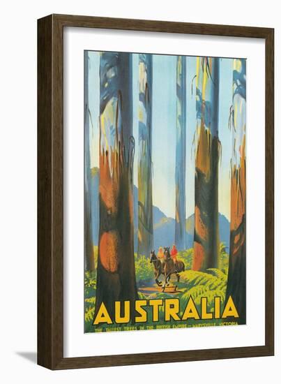 Australia Travel Poster, Gum Trees-null-Framed Art Print