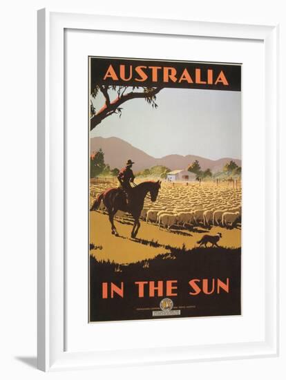 Australia Travel Poster, Sheep-null-Framed Art Print