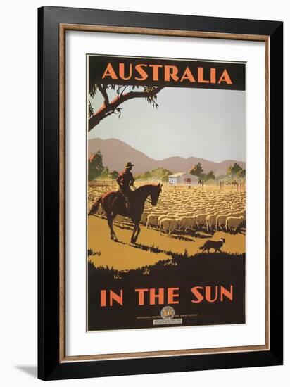 Australia Travel Poster, Sheep-null-Framed Art Print