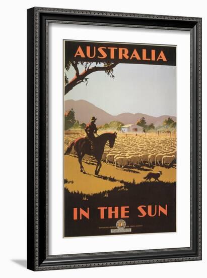 Australia Travel Poster, Sheep-null-Framed Art Print