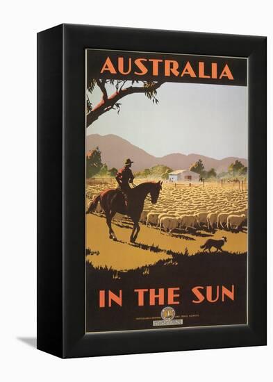 Australia Travel Poster, Sheep-null-Framed Stretched Canvas