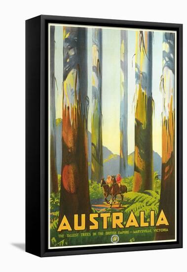 Australia Travel Poster, Trees-null-Framed Stretched Canvas