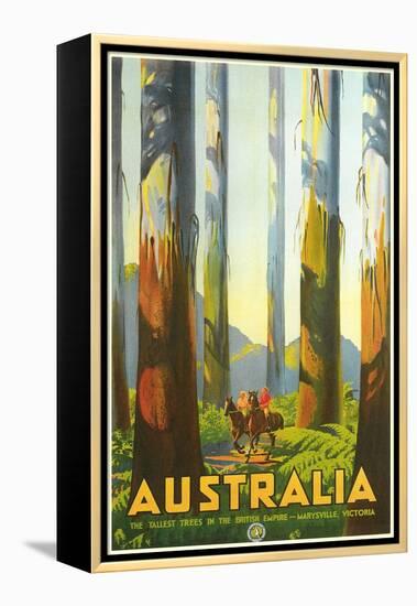 Australia Travel Poster, Trees-null-Framed Stretched Canvas