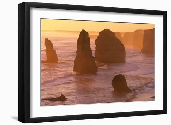 Australia, Victoria, Great Ocean Road, Twelve Apostles at Sunset-moodboard-Framed Photographic Print