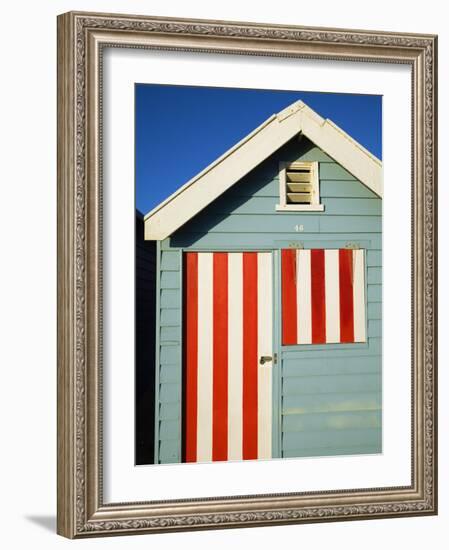 Australia, Victoria, Melbourne; Colourful Beach Hut at Brighton Beach-Andrew Watson-Framed Photographic Print