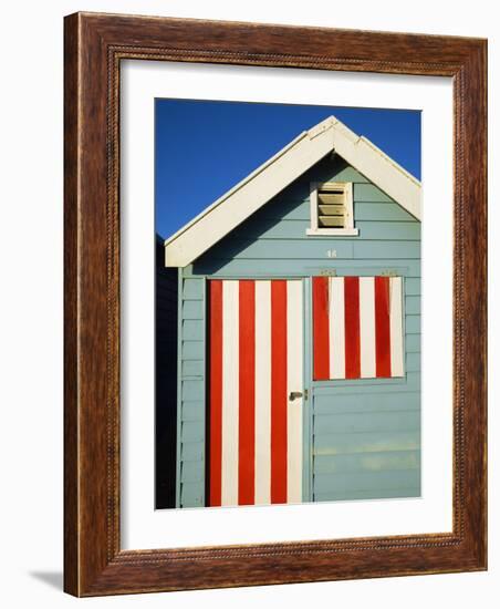 Australia, Victoria, Melbourne; Colourful Beach Hut at Brighton Beach-Andrew Watson-Framed Photographic Print