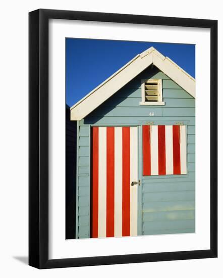 Australia, Victoria, Melbourne; Colourful Beach Hut at Brighton Beach-Andrew Watson-Framed Photographic Print