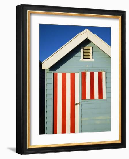 Australia, Victoria, Melbourne; Colourful Beach Hut at Brighton Beach-Andrew Watson-Framed Photographic Print