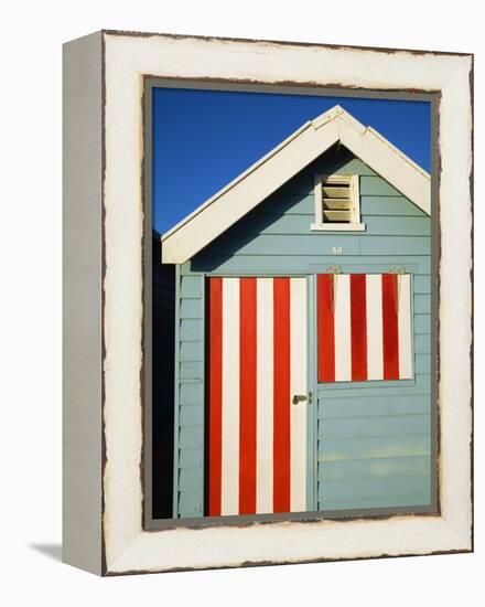 Australia, Victoria, Melbourne; Colourful Beach Hut at Brighton Beach-Andrew Watson-Framed Premier Image Canvas