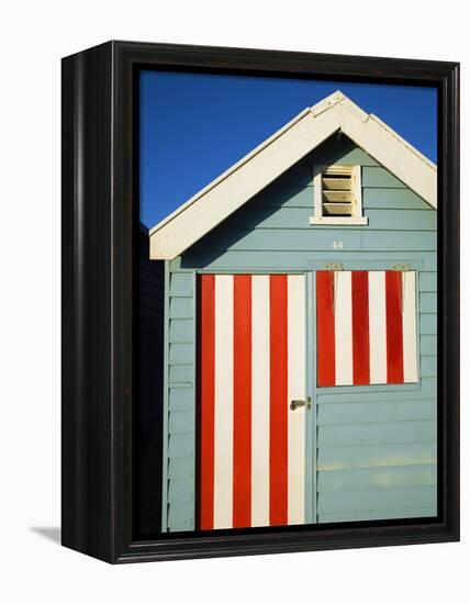 Australia, Victoria, Melbourne; Colourful Beach Hut at Brighton Beach-Andrew Watson-Framed Premier Image Canvas