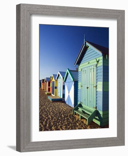 Australia, Victoria, Melbourne; Colourful Beach Huts at Brighton Beach-Andrew Watson-Framed Photographic Print