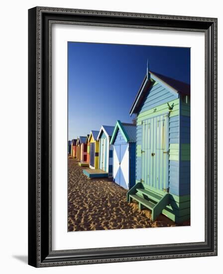 Australia, Victoria, Melbourne; Colourful Beach Huts at Brighton Beach-Andrew Watson-Framed Photographic Print