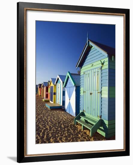 Australia, Victoria, Melbourne; Colourful Beach Huts at Brighton Beach-Andrew Watson-Framed Photographic Print