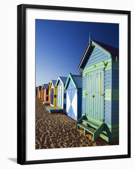 Australia, Victoria, Melbourne; Colourful Beach Huts at Brighton Beach-Andrew Watson-Framed Photographic Print