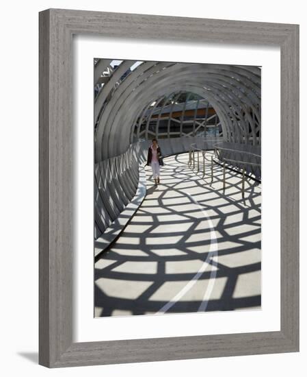 Australia, Victoria, Melbourne, Docklands; Pedestrian Crossing the Webb Dock Bridge-Andrew Watson-Framed Photographic Print