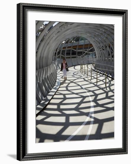 Australia, Victoria, Melbourne, Docklands; Pedestrian Crossing the Webb Dock Bridge-Andrew Watson-Framed Photographic Print