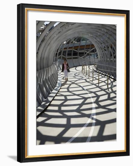 Australia, Victoria, Melbourne, Docklands; Pedestrian Crossing the Webb Dock Bridge-Andrew Watson-Framed Photographic Print