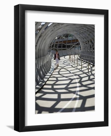 Australia, Victoria, Melbourne, Docklands; Pedestrian Crossing the Webb Dock Bridge-Andrew Watson-Framed Photographic Print