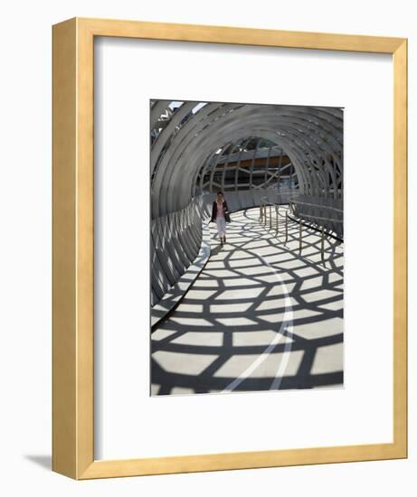 Australia, Victoria, Melbourne, Docklands; Pedestrian Crossing the Webb Dock Bridge-Andrew Watson-Framed Photographic Print