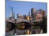 Australia, Victoria, Melbourne; Princes Bridge on the Yarra River, with the City Skyline at Dusk-Andrew Watson-Mounted Photographic Print