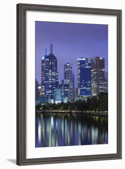 Australia, Victoria, Melbourne, Skyline Along Yarra River, Dawn-Walter Bibikow-Framed Photographic Print