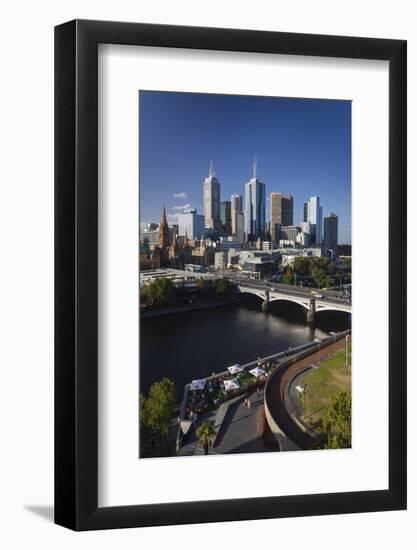 Australia, Victoria, Melbourne, Skyline, Yarra River, Princess Bridge-Walter Bibikow-Framed Photographic Print