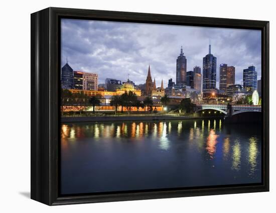 Australia, Victoria, Melbourne; Yarra River and City Skyline by Night-Andrew Watson-Framed Premier Image Canvas