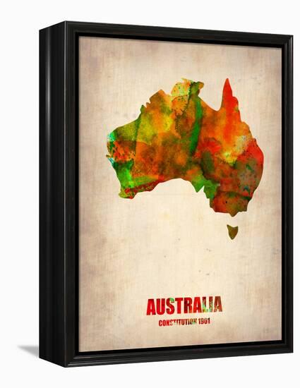 Australia Watercolor Map-NaxArt-Framed Stretched Canvas