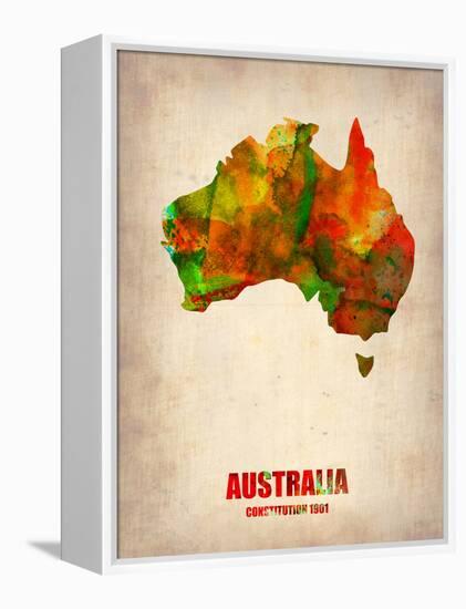 Australia Watercolor Map-NaxArt-Framed Stretched Canvas