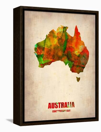 Australia Watercolor Map-NaxArt-Framed Stretched Canvas