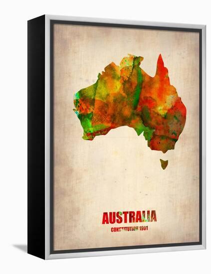 Australia Watercolor Map-NaxArt-Framed Stretched Canvas