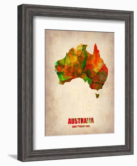 Australia Watercolor Map-NaxArt-Framed Art Print