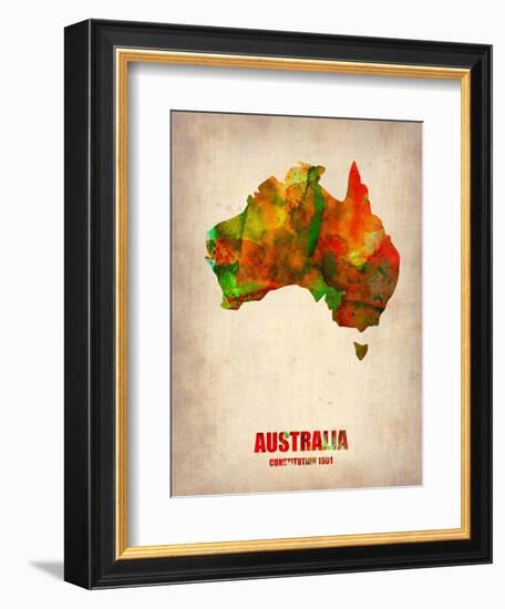 Australia Watercolor Map-NaxArt-Framed Art Print