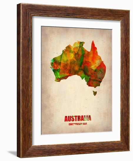 Australia Watercolor Map-NaxArt-Framed Art Print