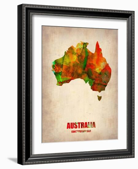 Australia Watercolor Map-NaxArt-Framed Art Print