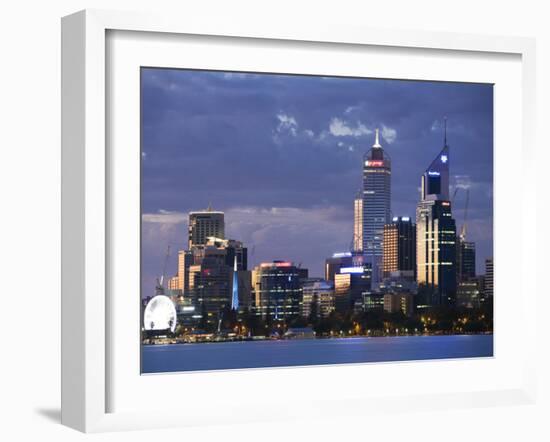 Australia, Western Australia, Perth; the Swan River and City Skyline at Dusk-Andrew Watson-Framed Photographic Print