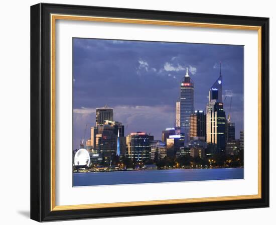 Australia, Western Australia, Perth; the Swan River and City Skyline at Dusk-Andrew Watson-Framed Photographic Print