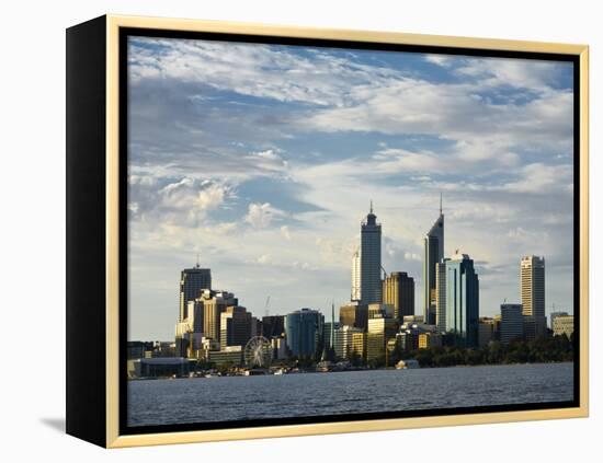 Australia, Western Australia, Perth; View across the Swan River to the City Skyline at Dusk-Andrew Watson-Framed Premier Image Canvas