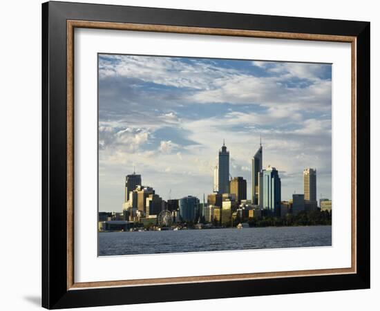 Australia, Western Australia, Perth; View across the Swan River to the City Skyline at Dusk-Andrew Watson-Framed Photographic Print