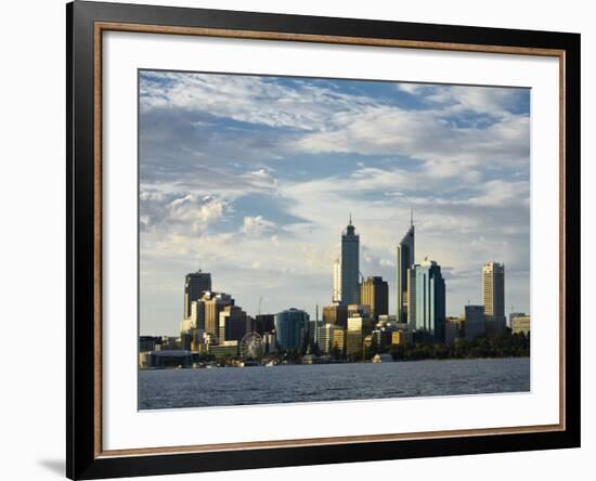 Australia, Western Australia, Perth; View across the Swan River to the City Skyline at Dusk-Andrew Watson-Framed Photographic Print