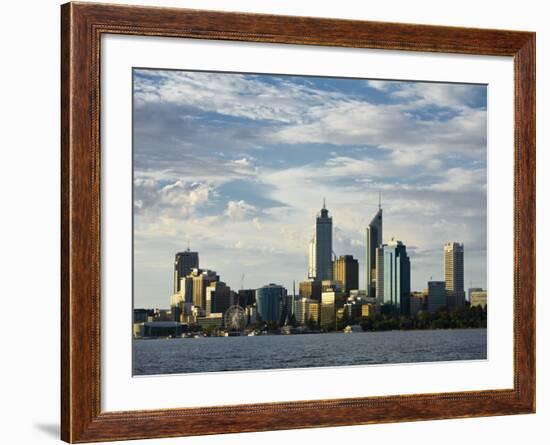 Australia, Western Australia, Perth; View across the Swan River to the City Skyline at Dusk-Andrew Watson-Framed Photographic Print