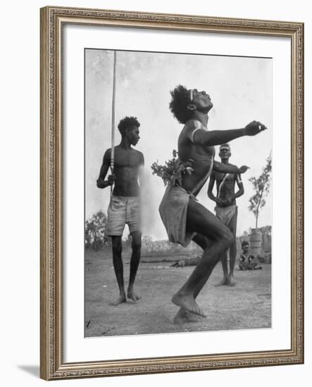 Australian Aborigines Dancing with a Child Watching in the Background-Fritz Goro-Framed Photographic Print